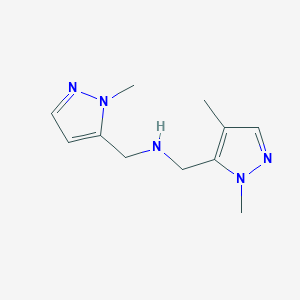 molecular formula C11H17N5 B11755722 [(1,4-dimethyl-1H-pyrazol-5-yl)methyl][(1-methyl-1H-pyrazol-5-yl)methyl]amine 