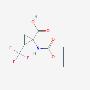 molecular formula C10H14F3NO4 B11755739 1-{[(Tert-butoxy)carbonyl]amino}-2-(trifluoromethyl)cyclopropane-1-carboxylic acid 