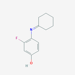 molecular formula C12H14FNO B11755775 4-(Cyclohexylideneamino)-3-fluorophenol 