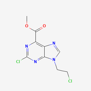 molecular formula C9H8Cl2N4O2 B11755873 Methyl 2-chloro-9-(2-chloroethyl)-9H-purine-6-carboxylate 