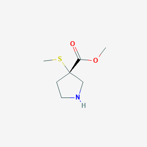 molecular formula C7H13NO2S B11755913 (S)-Methyl 3-(methylthio)pyrrolidine-3-carboxylate 