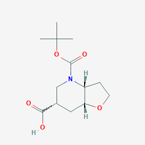 molecular formula C13H21NO5 B11755976 Rel-(3ar,6s,7ar)-4-(tert-butoxycarbonyl)octahydrofuro[3,2-b]pyridine-6-carboxylic acid 