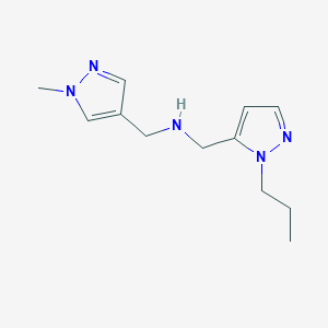 molecular formula C12H19N5 B11755993 [(1-methyl-1H-pyrazol-4-yl)methyl][(1-propyl-1H-pyrazol-5-yl)methyl]amine 