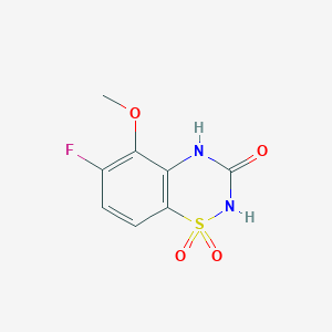 molecular formula C8H7FN2O4S B11756065 6-Fluoro-5-methoxy-2H-benzo[e][1,2,4]thiadiazin-3(4H)-one 1,1-dioxide 