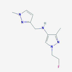 molecular formula C11H16FN5 B11756096 1-(2-fluoroethyl)-3-methyl-N-[(1-methyl-1H-pyrazol-3-yl)methyl]-1H-pyrazol-4-amine 