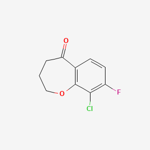 molecular formula C10H8ClFO2 B11756233 9-Chloro-8-fluoro-3,4-dihydrobenzo[b]oxepin-5(2H)-one 