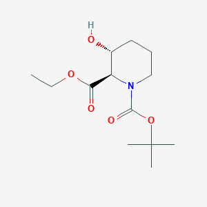 molecular formula C13H23NO5 B11756269 1-tert-butyl 2-ethyl (2R,3R)-3-hydroxypiperidine-1,2-dicarboxylate 