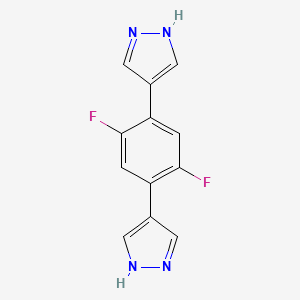 molecular formula C12H8F2N4 B11756301 4,4'-(2,5-Difluoro-1,4-phenylene)bis(1H-pyrazole) 