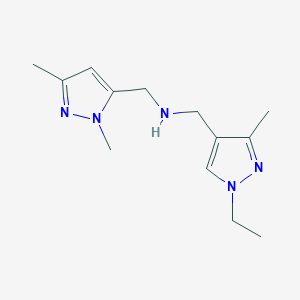 molecular formula C13H21N5 B11756349 [(1,3-dimethyl-1H-pyrazol-5-yl)methyl][(1-ethyl-3-methyl-1H-pyrazol-4-yl)methyl]amine CAS No. 1856078-95-9