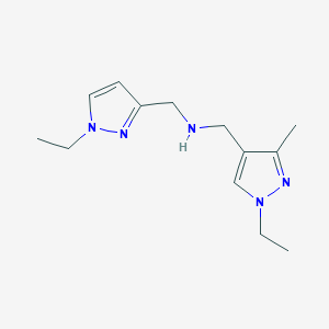 molecular formula C13H21N5 B11756356 [(1-ethyl-1H-pyrazol-3-yl)methyl][(1-ethyl-3-methyl-1H-pyrazol-4-yl)methyl]amine 