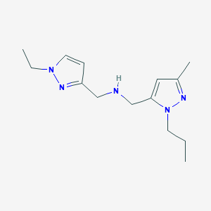 molecular formula C14H23N5 B11756398 [(1-ethyl-1H-pyrazol-3-yl)methyl][(3-methyl-1-propyl-1H-pyrazol-5-yl)methyl]amine 