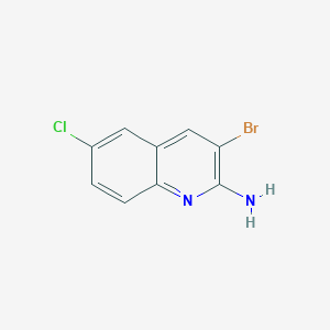 molecular formula C9H6BrClN2 B11756400 3-Bromo-6-chloroquinolin-2-amine 