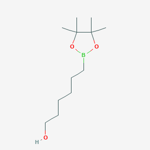 molecular formula C12H25BO3 B11756537 6-(4,4,5,5-Tetramethyl-1,3,2-dioxaborolan-2-yl)hexan-1-ol 