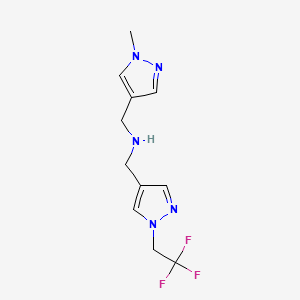 molecular formula C11H14F3N5 B11756584 [(1-methyl-1H-pyrazol-4-yl)methyl]({[1-(2,2,2-trifluoroethyl)-1H-pyrazol-4-yl]methyl})amine 