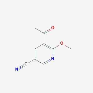 molecular formula C9H8N2O2 B11756633 5-Acetyl-6-methoxynicotinonitrile 