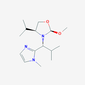 molecular formula C15H27N3O2 B11756636 (2R,4S)-4-Isopropyl-2-methoxy-3-((R)-2-methyl-1-(1-methyl-1H-imidazol-2-yl)propyl)oxazolidine 