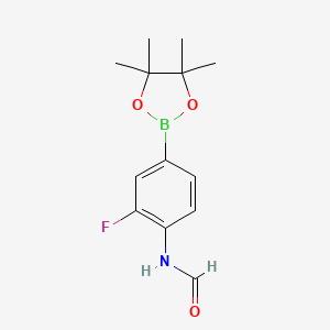 molecular formula C13H17BFNO3 B11756661 N-[2-Fluoro-4-(tetramethyl-1,3,2-dioxaborolan-2-yl)phenyl]formamide 