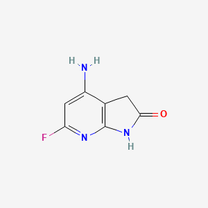 molecular formula C7H6FN3O B11756672 4-Amino-6-fluoro-1,3-dihydropyrrolo[2,3-b]pyridin-2-one 