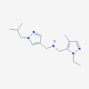 molecular formula C15H25N5 B11756735 [(1-ethyl-4-methyl-1H-pyrazol-5-yl)methyl]({[1-(2-methylpropyl)-1H-pyrazol-4-yl]methyl})amine 