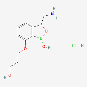 molecular formula C11H17BClNO4 B11756745 3-(Aminomethyl)-7-(3-hydroxypropoxy)-1,3-dihydro-2,1-benzoxaborol-1-ol hydrochloride 