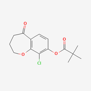 molecular formula C15H17ClO4 B11756853 9-Chloro-5-oxo-2,3,4,5-tetrahydrobenzo[b]oxepin-8-yl pivalate 