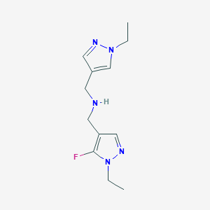 molecular formula C12H18FN5 B11757151 [(1-ethyl-1H-pyrazol-4-yl)methyl][(1-ethyl-5-fluoro-1H-pyrazol-4-yl)methyl]amine 