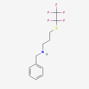 molecular formula C12H14F5NS B11757155 Benzyl-(3-pentafluoroethylsulfanylpropyl)-amine 