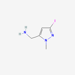 molecular formula C5H8IN3 B11757164 1-(3-iodo-1-methyl-1H-pyrazol-5-yl)methanamine 