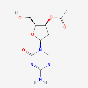 molecular formula C10H14N4O5 B11757219 (2R,3S,5S)-5-(4-amino-2-oxo-1,2-dihydro-1,3,5-triazin-1-yl)-2-(hydroxymethyl)oxolan-3-yl acetate 