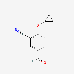 molecular formula C11H9NO2 B11757264 2-Cyclopropoxy-5-formylbenzonitrile 