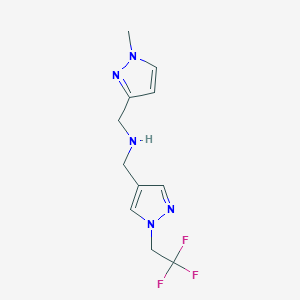 molecular formula C11H14F3N5 B11757338 [(1-methyl-1H-pyrazol-3-yl)methyl]({[1-(2,2,2-trifluoroethyl)-1H-pyrazol-4-yl]methyl})amine 