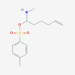 molecular formula C14H21NO3S B11757368 1-(Methylamino)hex-5-en-1-yl 4-methylbenzene-1-sulfonate 