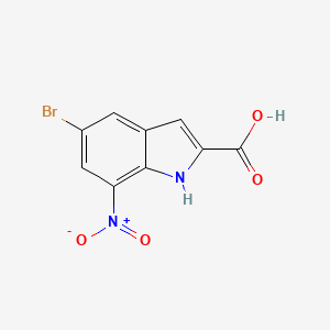 molecular formula C9H5BrN2O4 B11757426 5-bromo-7-nitro-1H-indole-2-carboxylic acid 