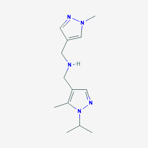 molecular formula C13H21N5 B11757438 {[5-methyl-1-(propan-2-yl)-1H-pyrazol-4-yl]methyl}[(1-methyl-1H-pyrazol-4-yl)methyl]amine 