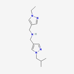 molecular formula C14H23N5 B11757555 [(1-ethyl-1H-pyrazol-4-yl)methyl]({[1-(2-methylpropyl)-1H-pyrazol-4-yl]methyl})amine 