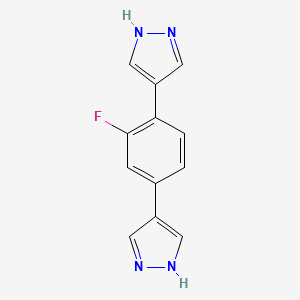 molecular formula C12H9FN4 B11757594 4,4'-(2-Fluoro-1,4-phenylene)bis(1H-pyrazole) 