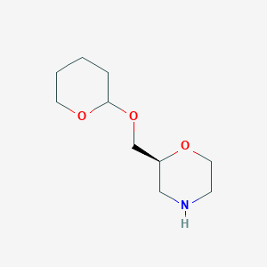 molecular formula C10H19NO3 B11757628 (2S)-2-(((Tetrahydro-2H-pyran-2-yl)oxy)methyl)morpholine 