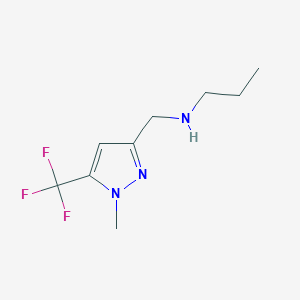 molecular formula C9H14F3N3 B11757654 {[1-methyl-5-(trifluoromethyl)-1H-pyrazol-3-yl]methyl}(propyl)amine 