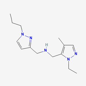 molecular formula C14H23N5 B11757720 [(1-ethyl-4-methyl-1H-pyrazol-5-yl)methyl][(1-propyl-1H-pyrazol-3-yl)methyl]amine CAS No. 1856080-71-1