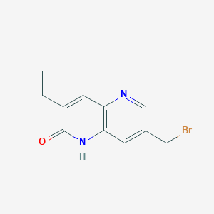 molecular formula C11H11BrN2O B11757894 7-(bromomethyl)-3-ethyl-1,5-naphthyridin-2(1H)-one 