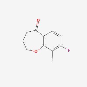 molecular formula C11H11FO2 B11758073 8-Fluoro-9-methyl-3,4-dihydrobenzo[b]oxepin-5(2H)-one 