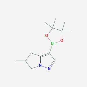 molecular formula C13H21BN2O2 B11758088 5-Methyl-3-(4,4,5,5-tetramethyl-1,3,2-dioxaborolan-2-yl)-5,6-dihydro-4H-pyrrolo[1,2-b]pyrazole 