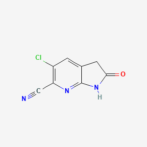 molecular formula C8H4ClN3O B11758143 5-chloro-2-oxo-1H,2H,3H-pyrrolo[2,3-b]pyridine-6-carbonitrile 