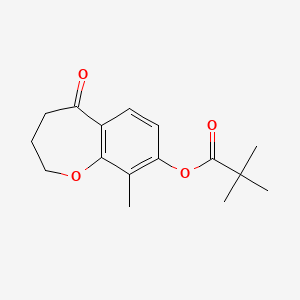 molecular formula C16H20O4 B11758240 9-Methyl-5-oxo-2,3,4,5-tetrahydrobenzo[b]oxepin-8-yl pivalate 