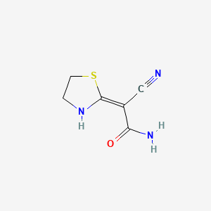 molecular formula C6H7N3OS B1175827 2-Cyano-2-(1,3-thiazolidin-2-ylidene)acetamide 