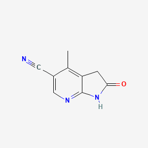 molecular formula C9H7N3O B11758275 4-Methyl-2-oxo-1,3-dihydropyrrolo[2,3-b]pyridine-5-carbonitrile 