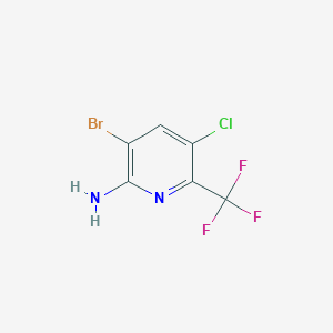 molecular formula C6H3BrClF3N2 B11758340 3-Bromo-5-chloro-6-(trifluoromethyl)pyridin-2-amine 