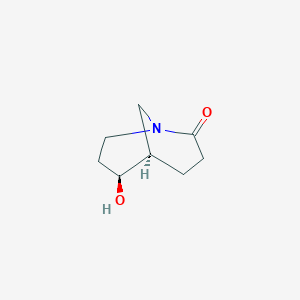 molecular formula C8H13NO2 B11758356 (5R,6S)-6-Hydroxy-1-azabicyclo[3.3.1]nonan-2-one 