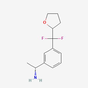 molecular formula C13H17F2NO B11758369 (1R)-1-{3-[difluoro(oxolan-2-yl)methyl]phenyl}ethan-1-amine 