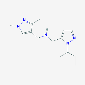 molecular formula C14H23N5 B11758370 {[1-(butan-2-yl)-1H-pyrazol-5-yl]methyl}[(1,3-dimethyl-1H-pyrazol-4-yl)methyl]amine 